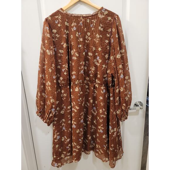 Madewell Brown Floral Print Long Sleeve Dress - Picture 3 of 11